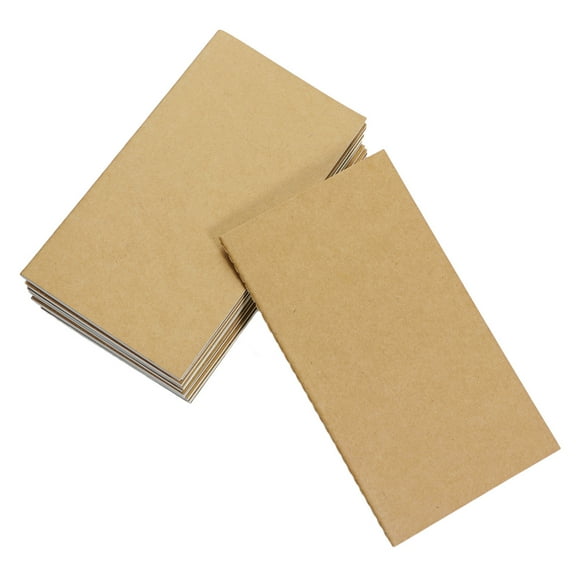 Masteelf 10PCS Kraft Paper Notebook Blank Travel Journal Notepad for Writing Drawing School Office (White Pages)