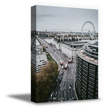 Awkward Styles Beautiful Cityscape Canvas Decor London Eye Framed Picture London Wall Art British Themed Decor London Eye Canvas Artwork Retro Poster