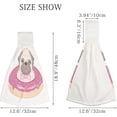 thumbnail image 2 of 2 Pcs Hanging Towels, Dish Towels Cute Happy Pug on Pink Donut Absorbent Hand Towels with Hanging Loop Washcloth for Bathroom Kitchen, 2 of 6