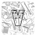 thumbnail image 1 of Carolines Treasures CJ2007-VFC Letter V Musical Note Letters Foam Coasters- Set Of 4, 1 of 1