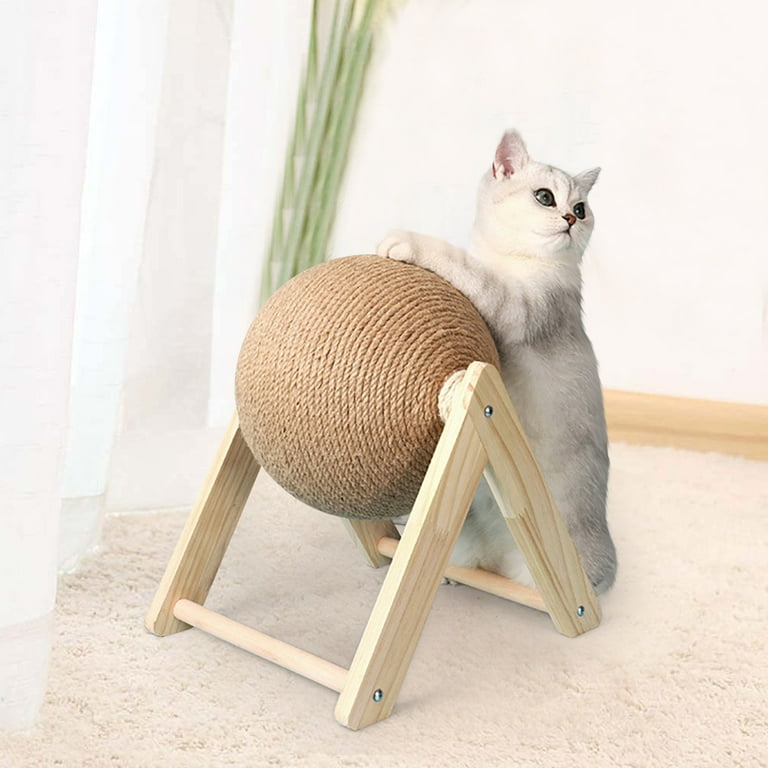 OAVQHLG3B Cat Scratcher Toy Natural Wood Cat Scratching Stuff Cat Scratcher Toy for Cats and Cats Interactive Solid Wood Scratcher Pet Toy for