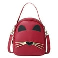 thumbnail image 1 of Women PU Leather Crossbody Messenger Bag Cute Cat Shoulder Backpack (Pink), 1 of 6