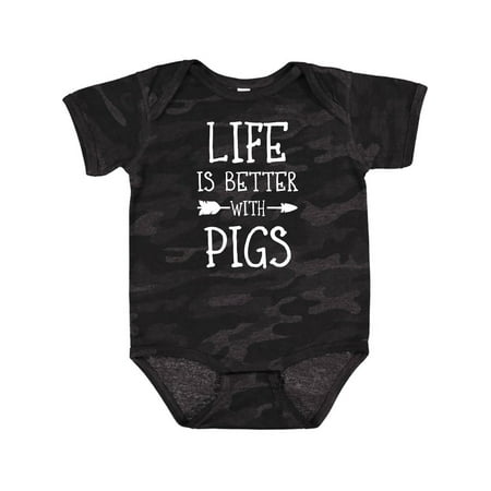 

Inktastic Life s Better with Pigs Boys or Girls Baby Bodysuit