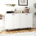 thumbnail image 3 of Patiojoy Buffet Bahut Milieu du Siècle Moderne Armoire de Rangement à 4 Portes avec Tablettes Réglables à 5 Positions Blanc, 3 of 9