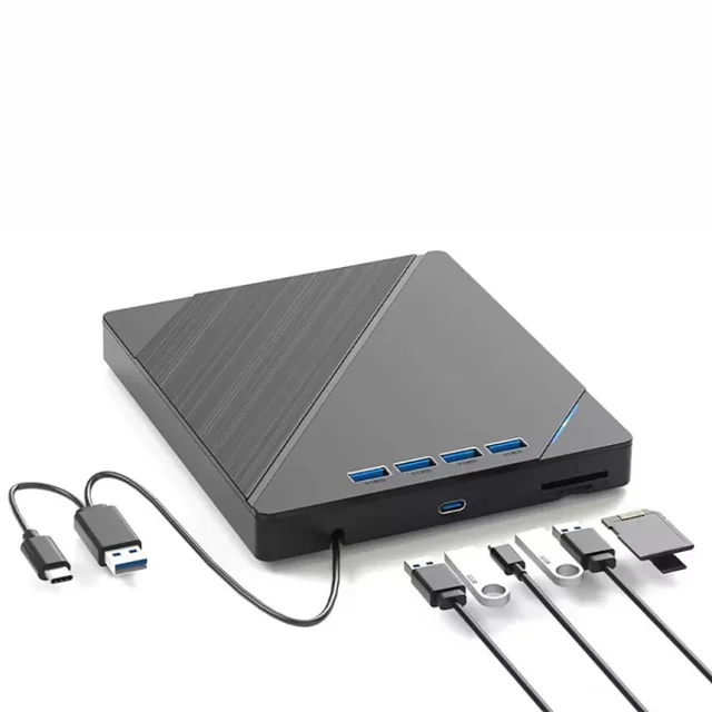 Unidad Externa 7 en 1 de CD y DVD con USB 3.0 para Grabación y Reproducción en PC y Portátiles