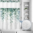 thumbnail image 2 of No Hook Shower Curtain, Eucalyptus Leaves Shower Curtains for Bathroom with See Through Top Window, Green Botanical Summer Spring Leaves Waterproof & Washable Bath Curtain Stall 48"x72", 2 of 9