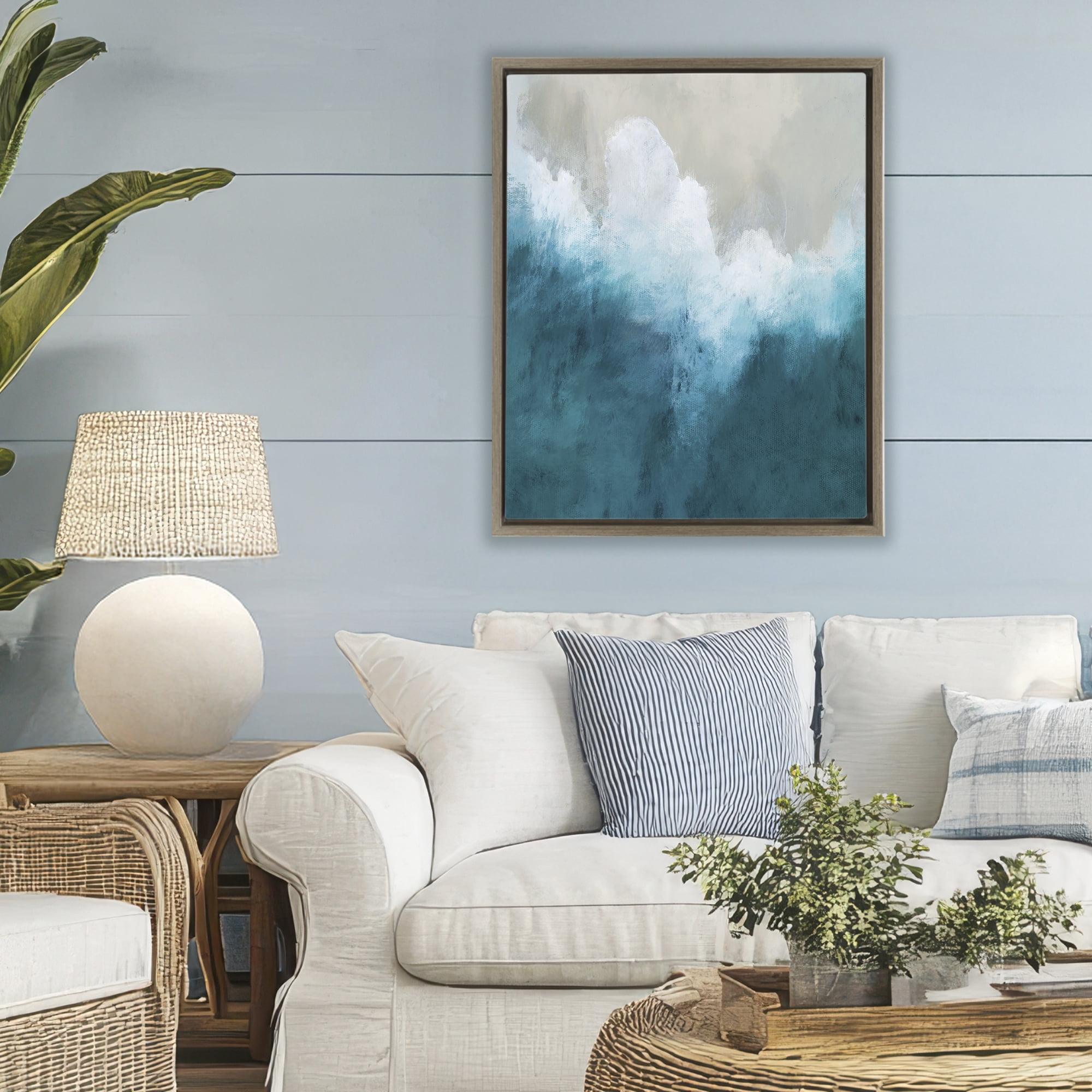 Stupell Industries Aerial Tide Abstraction Brown Framed Floater Canvas Wall Art, design by Denise Brown