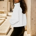 thumbnail image 4 of FAOWME Women Pullover With Pocket Long Sleeve Turtleneck Solid Color Zipper Comfortable Fashion Soft Sweatshirt For Fall Winter Daily Wear White Xl, 4 of 4