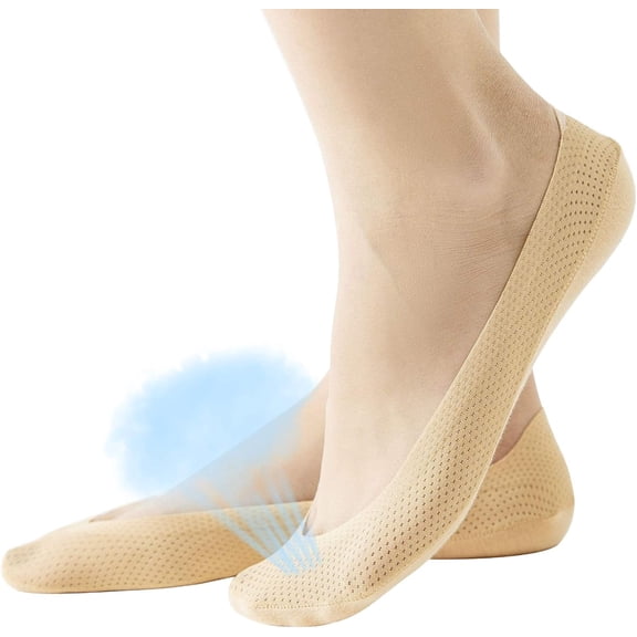 4 Pairs No Show Liner Socks Women's Low Cut Cotton Nylon Boat Invisible Hidden Socks Non-Slip for Flats