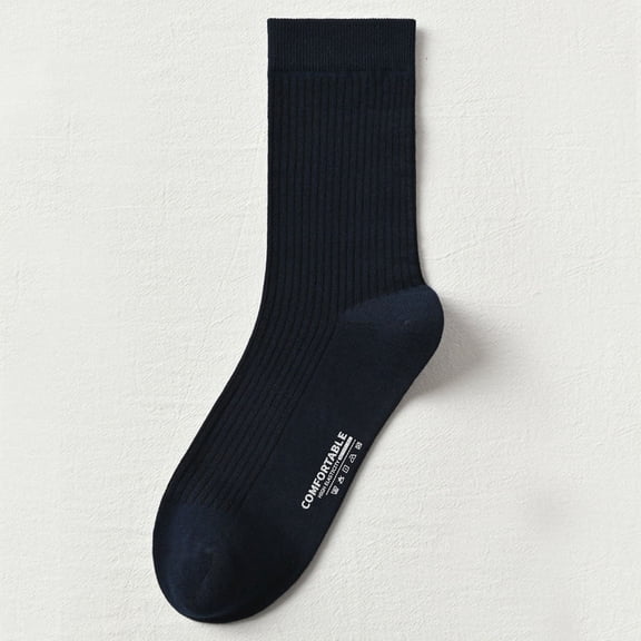 Solid Color Deodorant Middle-aged Waist Socks Men's Fall/winter Double Needle Anti-pilling Cotton Anti-wear Foot Socks Men's 2 pairs