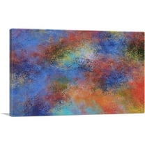 ARTCANVAS Blue Orange Teal Modern Canvas Art Print - Size: 26" x 18" (0.75" Deep)