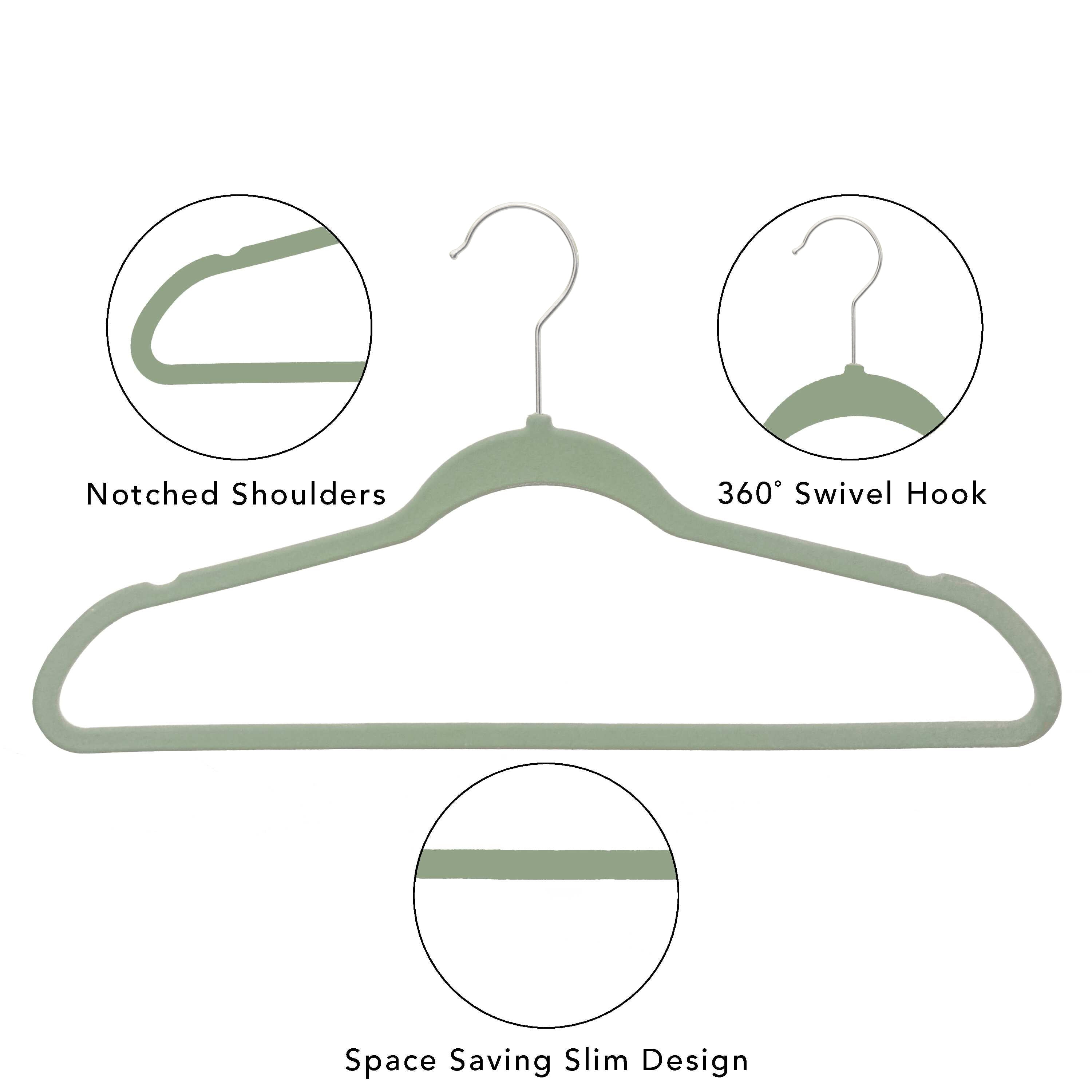 Better Homes & Gardens Velvet Adult Clothing Hangers, 100 Pack, Green, Non-Slip, Space Saving