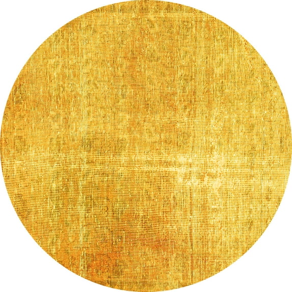 Ahgly Company Machine Washable Indoor Round Persian Yellow Traditional Area Rugs, 7' Round