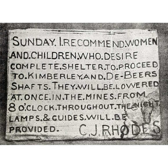 Posterazzi Plaque Érigée par Cecil Rhodes Lors du Bombardement de Kimberley, Permettant aux Femmes et aux Enfants de Se Réfugier dans la Mine de Kimberley Tirée du Livre South Africa & The Transvaal War