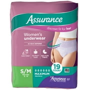 (4 pack) Assurance Womens Incontinence and Postpartum Underwear, S/M, Maximum Absorbency, 19 Count