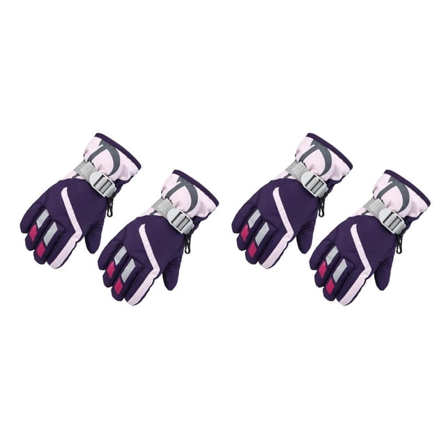 Guantes Billuyoard 1 par manoplas para niños impermeables cálidas Violeta 2Conjunto