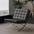 thumbnail image 3 of CRO Decor 30" Genuine Leather Accent Chair Lounge Chair in Black, 3 of 18