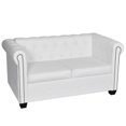 thumbnail image 2 of vidaXL Chesterfield Sofa Set 2-Seater and 3-Seater White Faux Leather, 2 of 5
