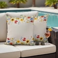 thumbnail image 6 of 2 Pack Outdoor Waterproof Throw Pillow Covers,Pastoral Retro Flowers Decorative Square Pillow Case Patio Pillowcases for Chair Couch Sofa 16x16in, 6 of 9