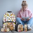 thumbnail image 2 of Bulopur Girls 17 Inch School Backpack 4 Piece Capybara Print Bookbag with Lunch Box, Water Bottle Holder and Pencil Case for Elementary Girls, 2 of 8
