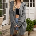 thumbnail image 2 of UYISJ Womens Chunky Cable Knit Long Cardigan Warm Open Front Sweaters Hooded Knitted Sweater Button Down Outerwear Coats Gray L, 2 of 5