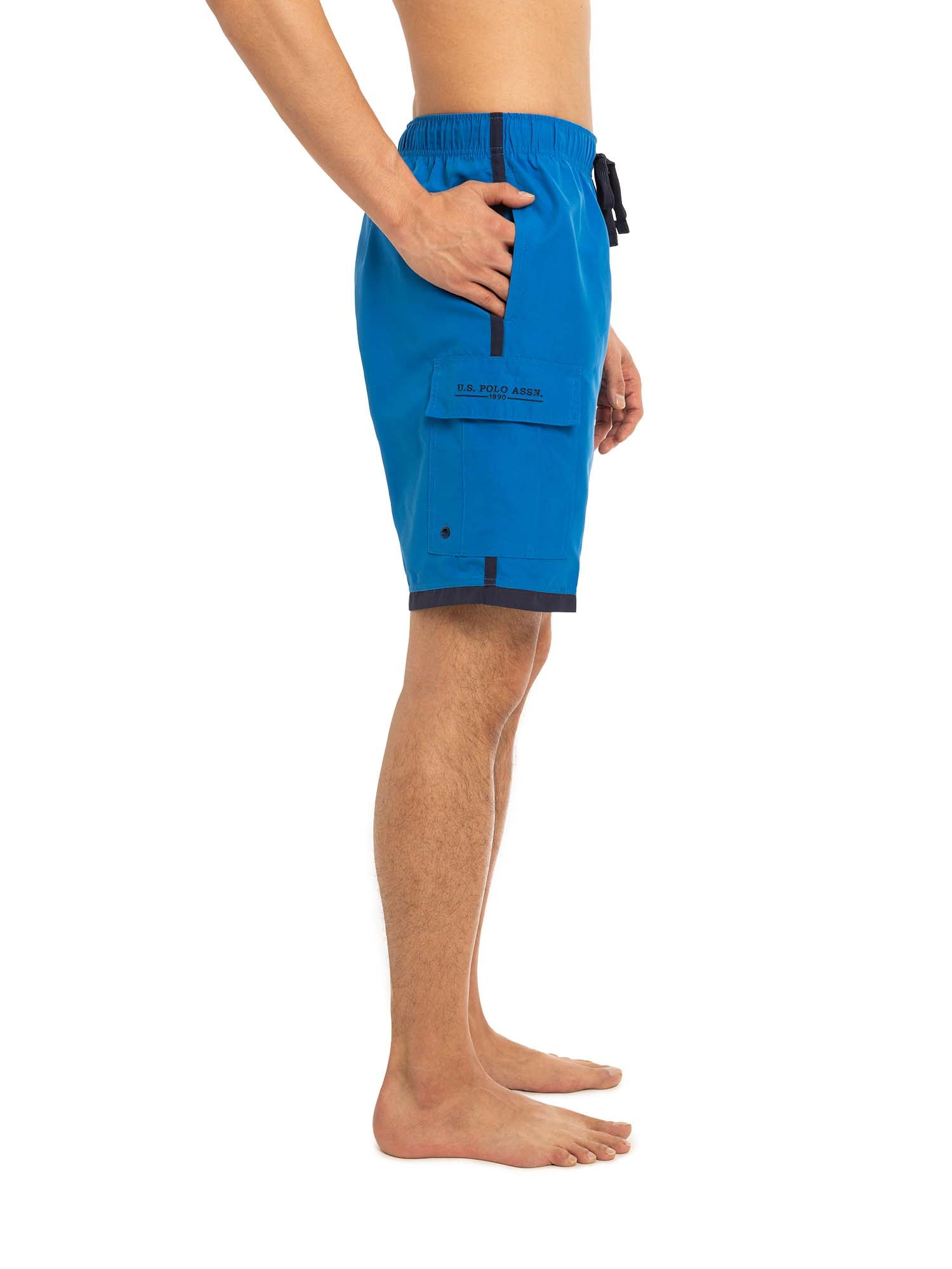 U.S. Polo Assn. Men's & Big Men's Logo Cargo Swim Trunks with UPF50+, 10" Inseam, Sizes S-3XL