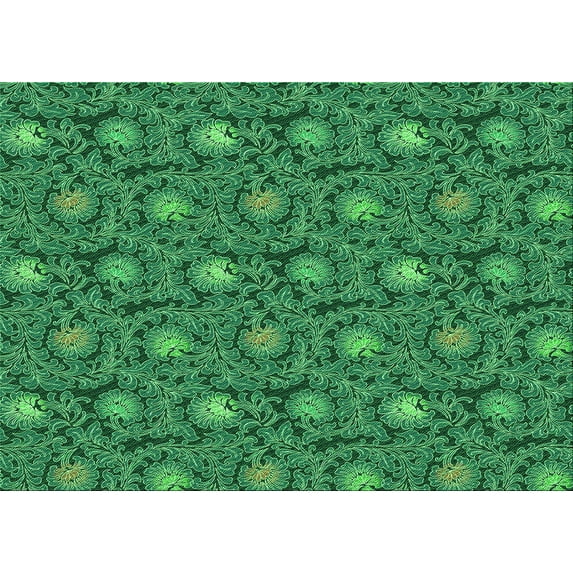 Ahgly Company Indoor Rectangle Patterned Deep Emerald Green Area Rugs, 7' x 9'