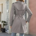 thumbnail image 6 of jtjvou Womens Double Breasted Trench Coats Mid-Length Belted Overcoat Windproof Hooded Jacket Classic Lapel Coat Fall Jackets Gray M, 6 of 8