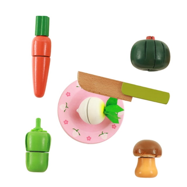 Juegos de comida de madera para niños, juguetes de rol, juego de corte, juguetes para cortar comida, juguetes para niños pequeños Vegetales