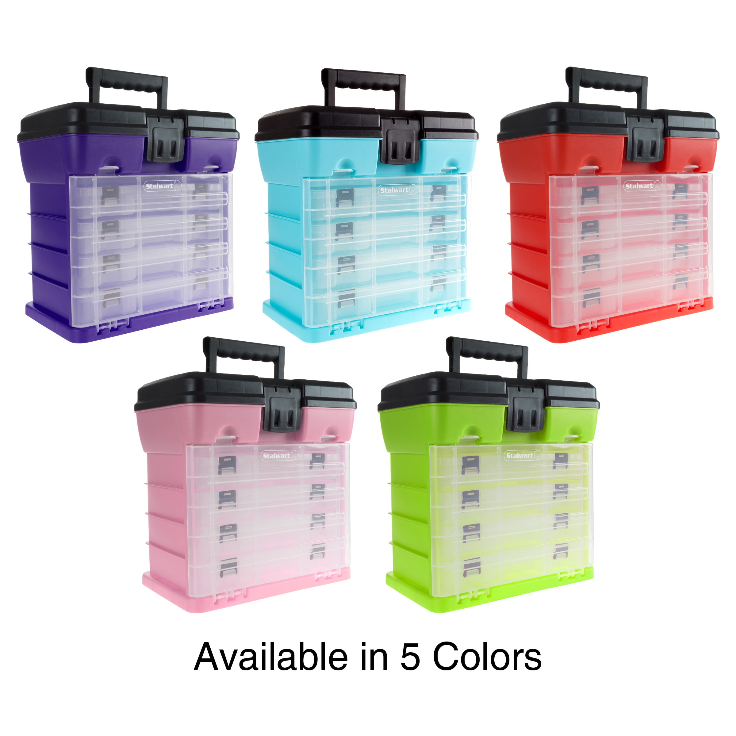 Stalwart Small Part Organizer Toolbox for Hardware, Tackle or Crafts, Green