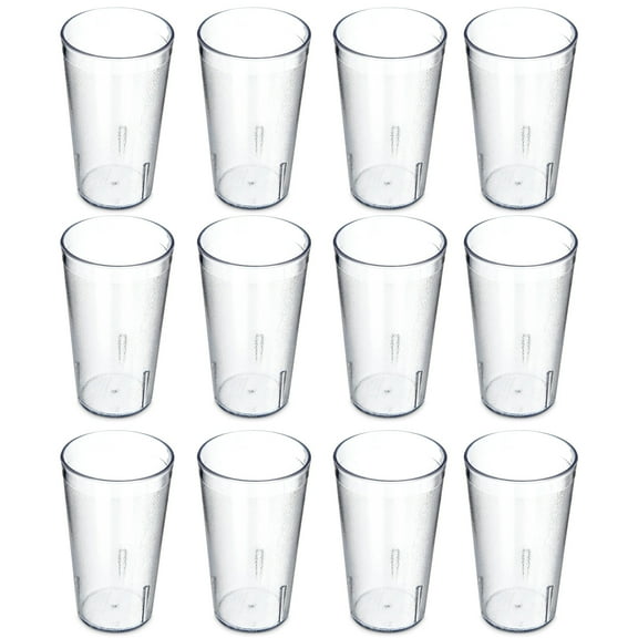 GoXteam 20-Ounce Plastic Tumblers (Set of 12), Plastic Drinking Glasses, Restaurant-Style Tumblers, Commercial-Grade Cups, Stackable, BPA-Free, Shatter-Proof, Dishwasher-Safe, Clear