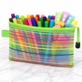 thumbnail image 4 of Dademeo High Density Mesh Pencil Case, Macaron Rainbow Stripe Zipper Pouch for Office Travel Makeup Brushes Cosmetic Storage, 4 of 7