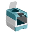 thumbnail image 4 of Cat Litter Box, Enclosed Removable Litter Boxs for Big Cats, Front Entry Top Exit Kitty Box Odor Control (Blue), 4 of 13