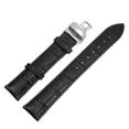 thumbnail image 1 of Uxcell Cowhide Leather Band Deployment Buckle Watch Strap 15mm Leather Strap, Black, Silver, 1 of 7