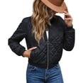 thumbnail image 4 of Womens Stand Collar Quilted Puffer Jacket Padded Zip Coat Black XL, 4 of 7