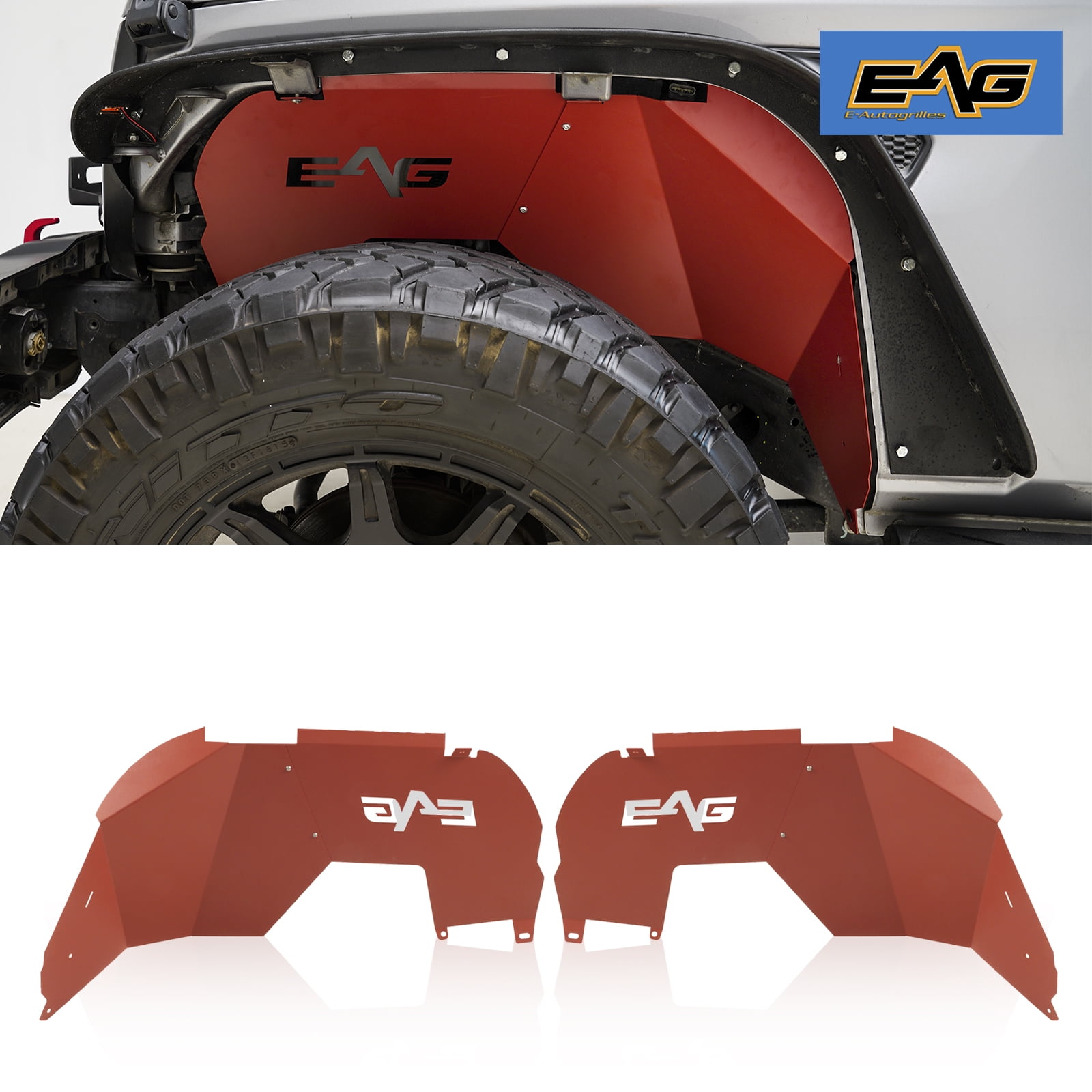 EAG Front Inner Fender Liner Meta Sheet 4PCS with Logo Cut Fit for 18