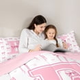thumbnail image 4 of Erosebridal Dreamy Ribbon Bow Knot Girl Bedding Comforter Set 7pcs,Girls Pink E Letter Monogrammed Queen Bedding Sets,Pink Reversible, 4 of 6