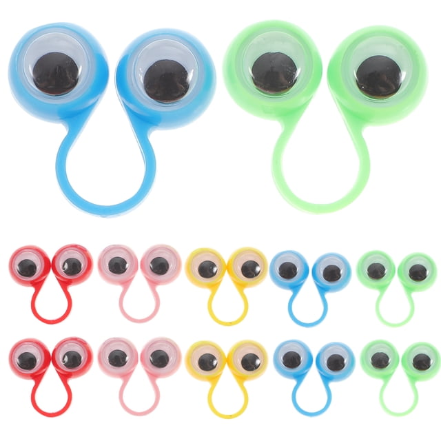 12 juguetes educativos inteligentes para dedos, con ojos grandes, anillos, marionetas, divertidos juegos para niños, regalo de fiesta (colores surtidos).