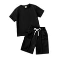 thumbnail image 2 of WOYY Boys Summer Outfits Casual Solid Short Sleeve T Shirt Shorts Set, 2-Piece, Sizes 2-13, 2 of 8