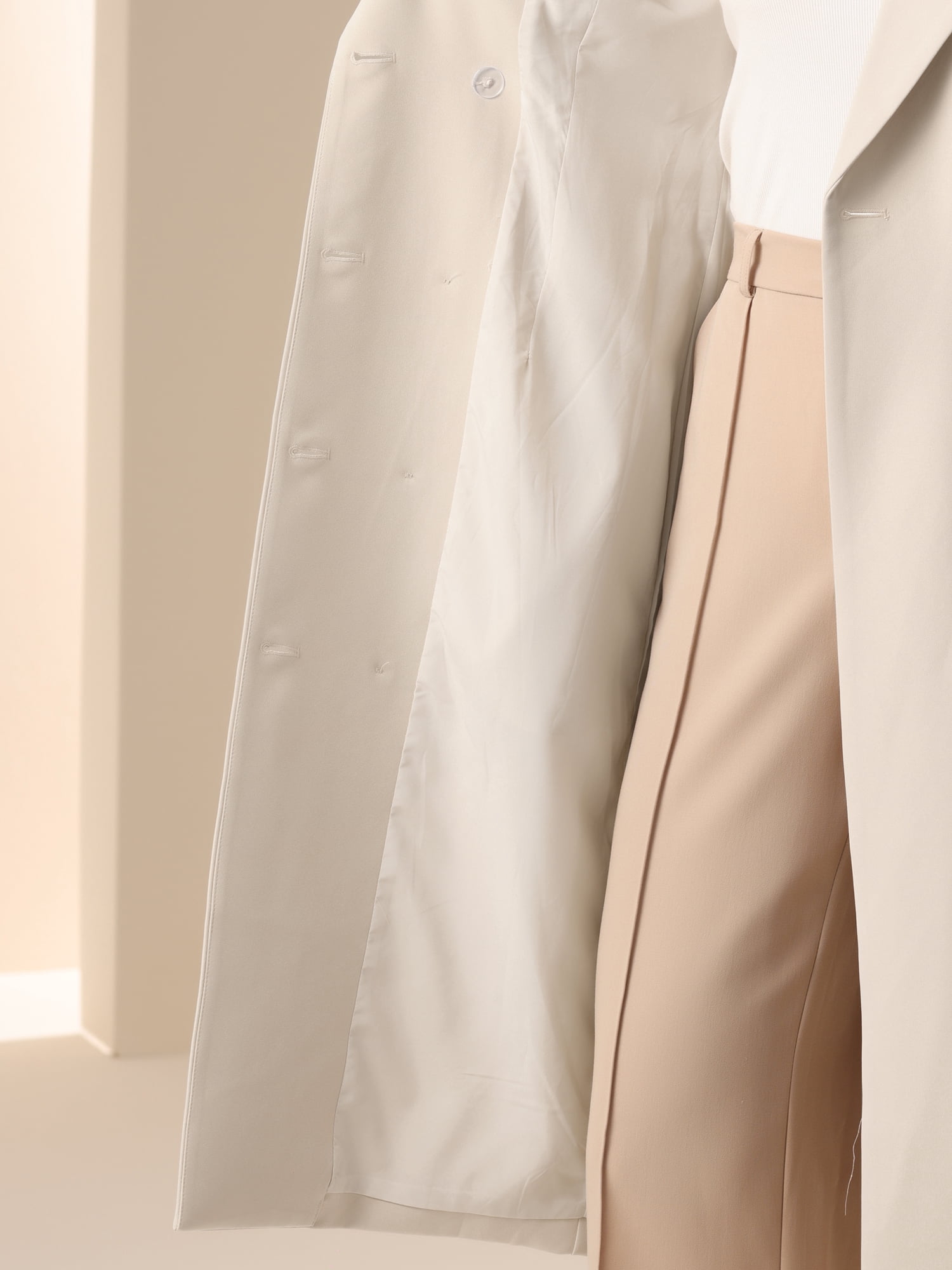 DARING DIVA Sleeveless Blazer Notched Lapel Double Breasted Dress M Apricot