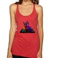 thumbnail image 1 of Neon Retro Rainbow DJ MC Hip Hop Cat | Womens Cat Lover Premium Tri-Blend Racerback Tank Top, Vintage Red, Large, 1 of 4