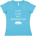 thumbnail image 3 of Inktastic Live Love Sandwiches Women's V-Neck T-Shirt, 3 of 5