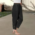 thumbnail image 7 of BKQCNKM Linen Pants Women, High Waisted Pants for Women, Drawstring Pants Women, Vacation Outfits for Women, Eyelet Pants for Women, Black S, 7 of 7