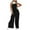 Black, variant on Diufon Women's Rompers Sleeveless Strap Button Down Playsuits Solid Color Pleated Bodysuits with Pockets