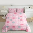 thumbnail image 2 of Castle Fairy Xmas Snowflakes Full Size Comforter Sets 3-Piece for Boys Girls,Pink Blue White Bedding Comforter Set,Merry Christmas Lightweight Bedding Sets,Breathable Home Decor,Reversible, 2 of 8