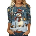 thumbnail image 2 of HOMBOM 3/4 Sleeve Plus Size Tops for Women Casual Outfits Christmas Xmas Snowflakes Females Blouse Crewneck, 2 of 5