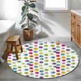 thumbnail image 3 of Polka Dots Round Area Rug 4Ft Washable Circle Rugs for Bedroom Dining Room, Children's Day Colorful Watercolor Abstract Non-Slip Carpet Floor Mats Indoor Outdoor Carpet Runner Aesthetic Home Decor, 3 of 8
