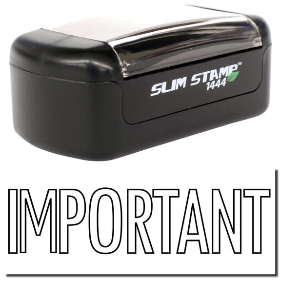 Slim Pre-Inked Outline Important Stamp, Slim 1444, Ultra Slim Design, Impression Size 1/2" by 1-3/4", Up to 25,000 Impressions - Black Ink