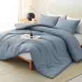 thumbnail image 1 of Juego de edredón CozyLux, azul grisáceo, tamaño king size, 3 piezas, 1 of 9