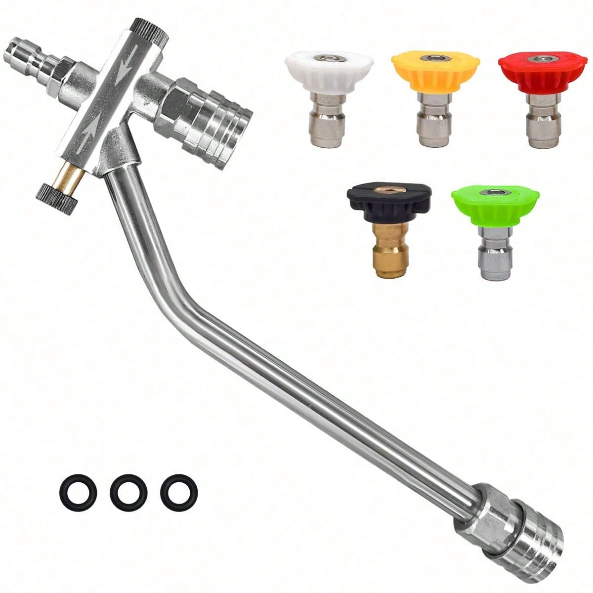 Tool Daily Foam Cannon Dual-Connector Accessory, Pressure Washer Double Tip Attachment for Soap Cannon, with 5 Pressure Washer Sprayer Nozzles, 1/4" Quick Connect
